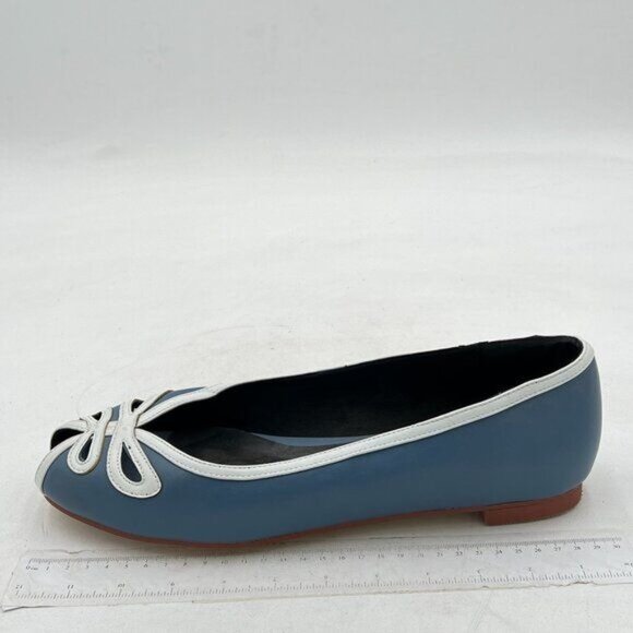 YDN Women Cutout Ballet Flats Peep Toe Loafer Pumps Comfy Slip On Casual Blue - Picture 1 of 7